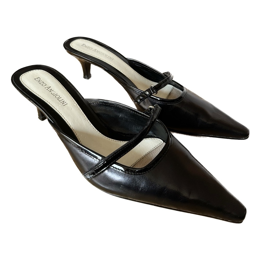 Enzo Angiolini Black Kitten heel slip-on sandals Size 6.5